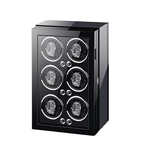 FENOKD Watch Display Box Automatic Watch Winder for 6 Watches with LED Light 4 Rotation Mode Setting Silent Motor Adjustable Watch Pillows Watch Winder Displ
