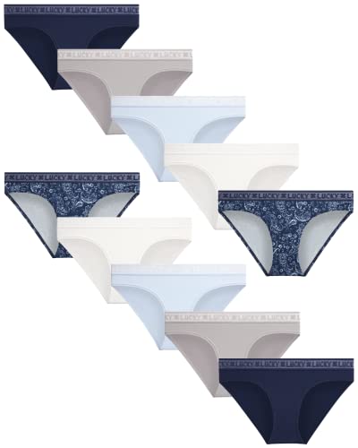 Lucky Brand Women's Underwear - 10 Pack Microfiber Bikini Panties (S-XL)