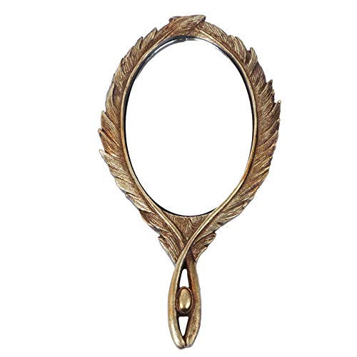 Lurrose Vintage Hand Mirror Baroque Antique Decorative Handheld Mirror Portable Vanity Personal Cosmetic Mirror for Women Girls