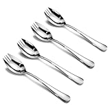 Alata Sporks, 4-Pack Food-grade Stainless Steel Sporks, 7.4 Inches Long Handle Salad Forks For Dessert, Ice Cream, Salad, Soup, Noodle, Spaghetti, Dishwasher Safe