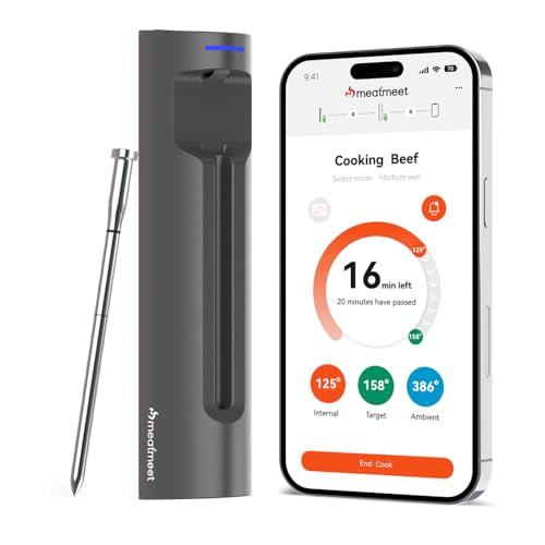Meatmeet S Pro Fleischthermometer Kabellos mit Bluetooth, 6 Temperatursensoren arbeiten gleichzeitig, ±0,1°C Genauigkeit, App-Überwachung mit Timer und Alarm, IP69 wasserdicht und ölbeständig Meatmeet S Pro Fleischthermometer Kabellos mit Bluetooth, 6 Temperatursensoren arbeiten gleichzeitig, ±0,1°C Genauigkeit, App-Überwachung mit Timer und Alarm, IP69 wasserdicht und ölbeständig