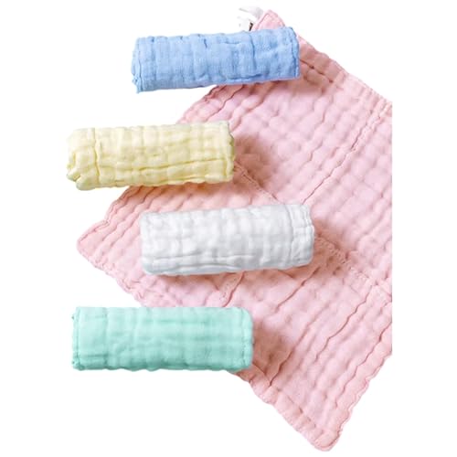 Image of Premium Muslin Baby Burp Cloths - Ultra Soft & Absorbent, 6 Layers for Newborns & Infants - Pack of 5 /10 - Baby Essentials for Baby Feeding (Plain Multicolor, Pack of 10)
