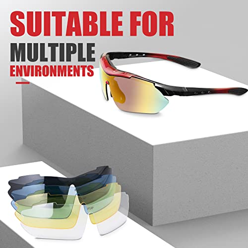 IPSXP lunettes de soleil de sport polarisées avec 5 lentilles interchangeables, lunettes de cyclisme pour hommes et femmes, baseball course escalade pêche conduite golf - Image 4