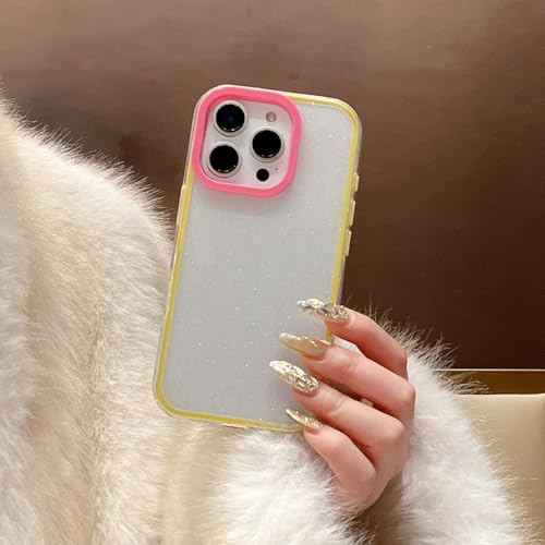 Coque de protection transparente à paillettes iPhone 16 Pro Max antichoc rouge silicone