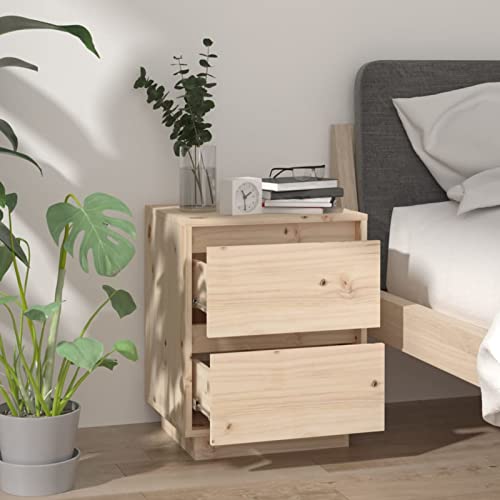 Tidyard Comodino,Cassettiera,Camera da Letto,Moderno in Legno Massello di Pino,40x35x50 cm,con 2 Cassetti,Comodino Cameretta Moderno in Legno Massello,Comodino con Cassetti,Comodino Moderno