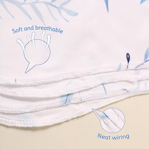 Image of Ylsteed Baby Swaddle Blanket and Headband Set, Newborn Receiving Blanket Swaddle Wrap for Girls and Boys, Swaddling Blankets Neutral for Newborn, Soft and Skin-Friendly 32 * 32 inches (Blue Leaves)