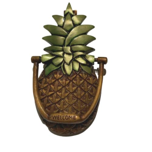 Star Rose Accents - Solid Brass Pineapple Door Knocker W Engraved "Welcome" On The Handle And Dual Knock By Front Handle Or Base Plate On Rear Side. (Antique Copper) #TOP17