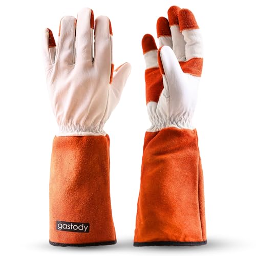 Gastody Gardening Gloves for Women and Men Multipurpose Thorn Proof Leather Gloves with Keystone...