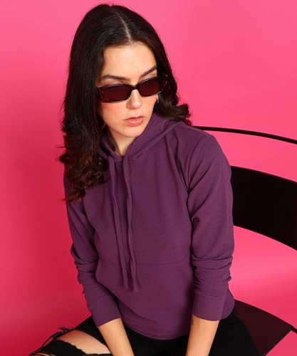 Image of POPWINGS Casual Solid Hooded Pocket Sweatshirt for Women || Women Sweatshirts Casual Wear ||Stylish Western Winter Wear Sweatshirts for Women