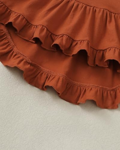 Kucnuzki 18 Months Girl Clothes Baby Girl Winter Fall Outfit Long Sleeve Dark Brown Top Shirt Floral Pant Cute 2T Toddler Clothes 18-24 Months