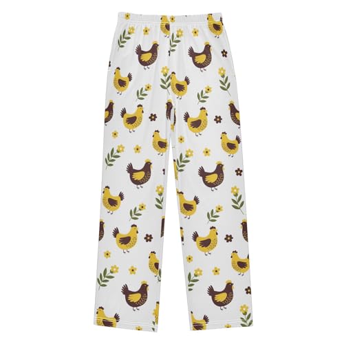 J JOYSAY Cartoon Rooster Flower Pajamas Pants Soft Long Pajama Bottoms Lounge Sleep Pants Size S-XL