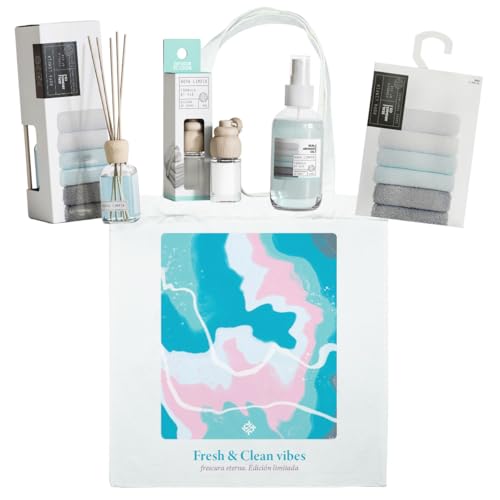 Seal Aromas Set Regalo Pack Ropa Limpia – 4 Ambientadores + Tote Bag Edición Limitada | Aroma Fresco y Purificante | Tela Resistente | Tamaño Compacto | Ideal para Hogar, Armario y Coche