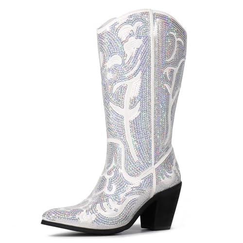 Bottes de cowboy western paillettes femme Hawkwell enfilage facile zippé