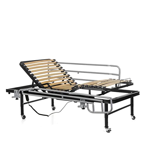 Ferlex - Cama articulada eléctrica geriátrica hospitalaria con Patas Regulables y Ruedas con Frenos | Barandillas abatibles (90x200) Cover
