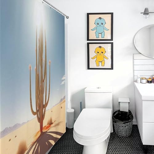 Rideau de bain imperméable anti-éclaboussures en polyester lavable cactus - 3