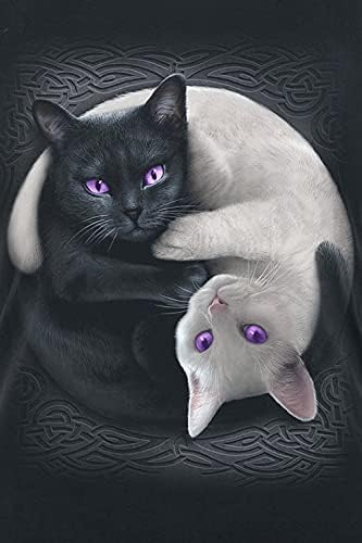Spiral - Yin Yang Cats - Razor Back Top Black