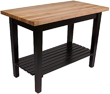 John Boos C Classic Maple Country Work Table - 36W x 24D, Two Shelves, Natural Maple Base