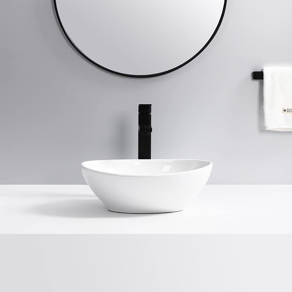 MESTRO Wash Basin Countertop | Tabletop Ceramic Bathroom Sink | Oval Shape Wash Basin For Bathroom (16 x 13 x 5.5 Inch) White Glossy Basin sink for bathroom (B0CK4W33Q5) Amazon Price History, Amazon Price Tracker