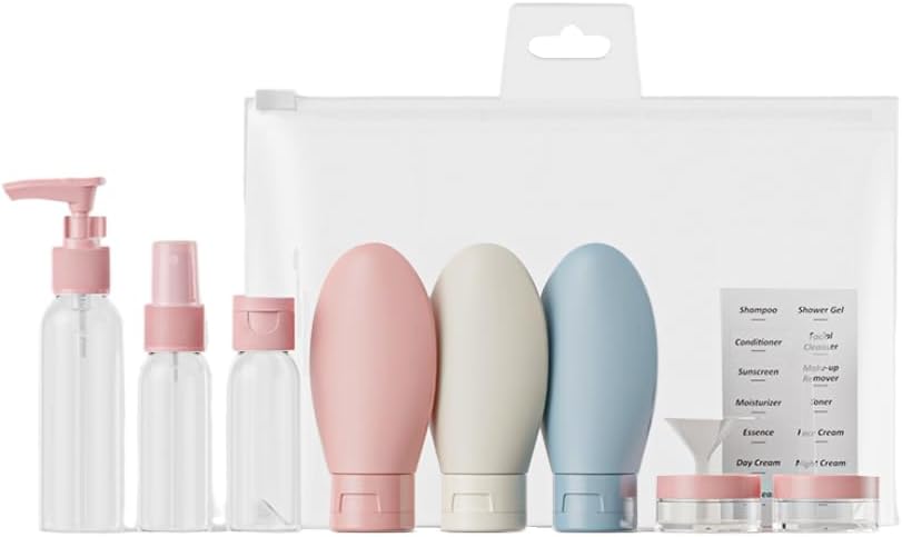 BananaHome11pack Travel Bottles Kit,Leak Proof Portable Travel Accessories Toiletries, Perfect for Business or Personal Travel Essentials,Cosmetic Containers for Lotion,Shampoo,Cream (A, 11pcs)