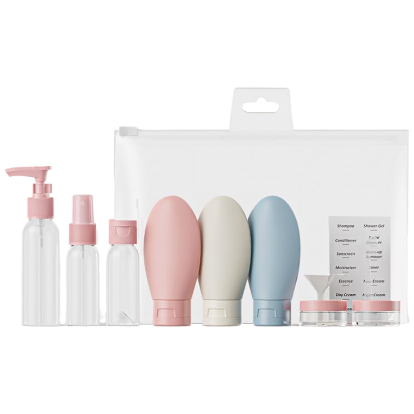BananaHome11pack Travel Bottles Kit,Leak Proof Portable Travel Accessories Toiletries, Perfect for Business or Personal Travel Essentials,Cosmetic Containers for Lotion,Shampoo,Cream (A, 11pcs)