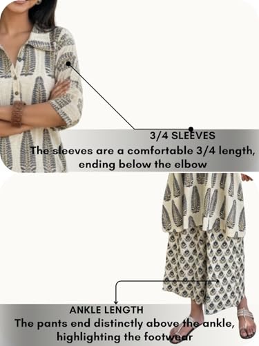 Image of Leriya Fashion Women's Rayon Kurta Pant Set | Casual Style Ethnic Co-ord Set for Women Stylish | Black Print Kurti for Office & Daily Travel Outfit | Oversize Loose Fit Kurta Sets for Woman
