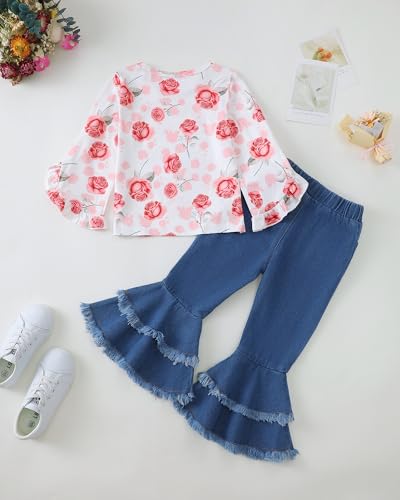 Image of Little Girls Clothes Kids Fall Winter Outfits Pant Set for Girl Age 4-8