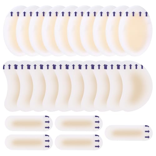 ZENQARI 25 Piezas Almohadillas para ampollas Tiritas Hidrocoloides Invisibles Perfecto para Talón Pie y Dedos Impermeable Para Protección de la Piel y Anti-Rozaduras