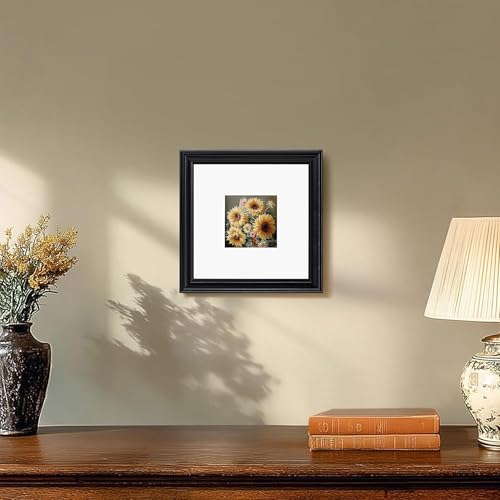 Image of eletecpro 8x8 Black Picture Frames Set of 4, Vintage Photo Frames with Clear Acrylic Cover, Gallery Wall Art Display 4x4 Photo with Mat or 8x8 without Mat for Tabletop and Wall Mount, Home Decor