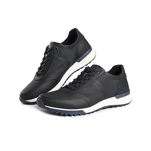 VELEZ Leather Sneakers for Men - Business Casual Dress Shoes - Lace-Up Fashion Tennis
