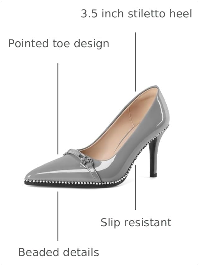Image of Women's High Heel Pumps Stiletto Heel Pumps for Women Pointed Toe Heels Elegant Classic 3.5 Inch Beaded Pumps