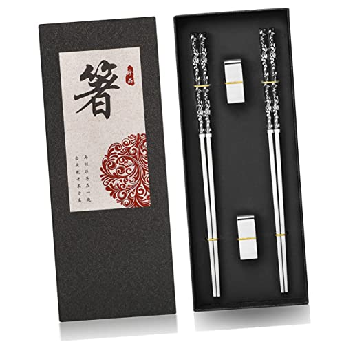 UTHCLO 1 セット 箸セット 日本のアクセサリー ディナー箸ホルダー ヴィンテージ箸 頑丈な箸置き 料理箸 便利な箸置き エレガントな箸置き 丈夫な箸 ステンレス製の箸立て ステンレス鋼