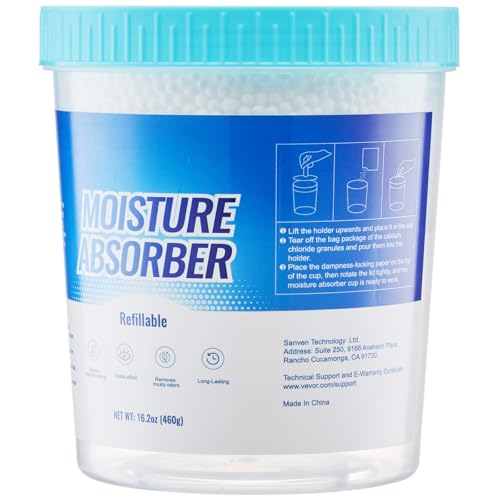 Happybuy Moisture Absorber Bucket Set, 2 Packs 16.2 oz with 800ml Storage & Reusable Outer Bucket for Long-Term Use