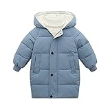  Aeslech Enfant Doudoune Capuche Garçon Manteau Hiver Fille Mi-Long Multi Couleurs Chaud Hiver Jean Bleu Etiquette 120cm/4-5ans