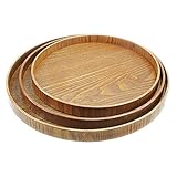 Trays 3-teiliges Set Hölzerner dekorativer Rundköpfchen-Teller-Tee-Frucht-Süßigkeiten Lebensmittel-Haushalts-dekoratives Tablett
