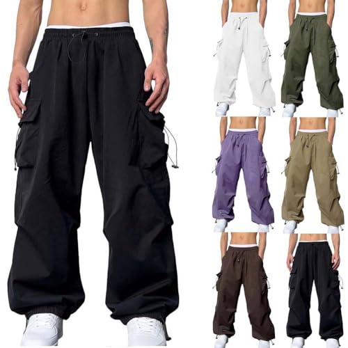 Pantalon ample homme style parachute blanc sarouel haut de gamme