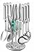 Kitchen Gadgets Utensil Knives Set - 13 Piece Stainless Steel Block - Spatula, Serving Spoon, Spaghetti Server, Soup, Dessert Ladle, Skimmer, Chef, Bread, Carving, Utility, Paring, Knife & Sharpener