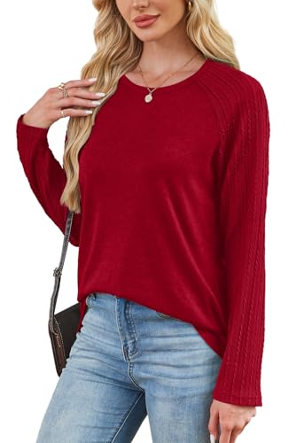 Image of OFEEFAN Long Sleeve Shirts for Womens Fall Fashion 2026 Crewneck Oversized Sweatshirt Tunic Tops to Wear with Leggings