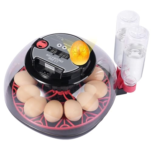 12 Egg Incubators for Hatching Eggs, Chicken Egg Incubator with Automatic Egg Turning and Temperature Humidity Control, 360° Clear View Lid or Home, Farm, Classroom, Hatching Chicken, Duck,Quail,Goose