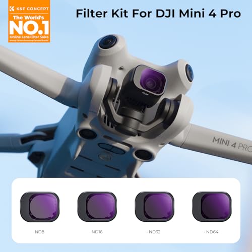 Image of K&F CONCEPT ND Filters Kit for DJI Mini 4 Pro, 4 Pack(ND8+ND16+ND32+ND64) | Neutral Density Light Reduction,Multi-Coated Optical Glass Filter,Footage Improve, Drone Camera Accessories - FD031