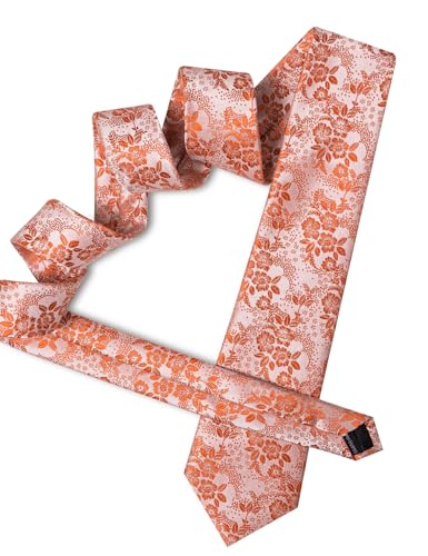 Image of Barry.Wang Men Tie Set Floral Paisley Silk Necktie Pocket Square Cufflinks Formal Wedding Party Business