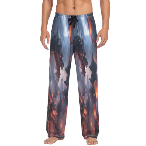 Pantalon de pyjama pour homme anti-serrement, vêtement de nuit à poches avec cordon L