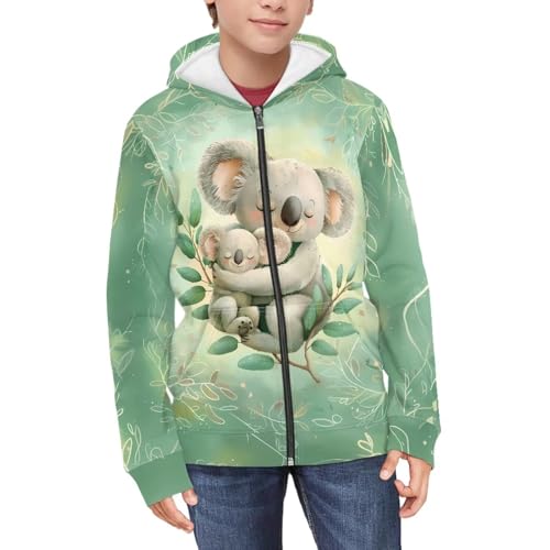 Image of Unisex Zipper Sweatshirt Boys Girls Hooded with 2 Pocket Pullover Hoodies for 6-16Y Kids