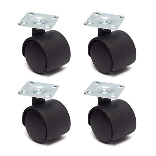 Swivel Castor Wheels, 4pcs Hardware Casters, Black Swivel Plate Caster, 30mm Nylon Wheel, Chair Table Castor Replacement, Strong Bearing (NO.2617)