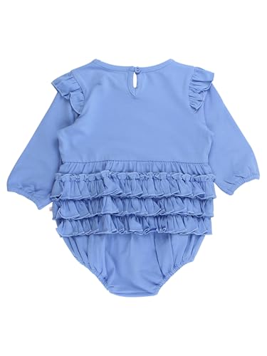 RuffleButts® Baby/Toddler Girls Long Sleeve Bubble Rompers - Periwinkle Blue, 6-12m