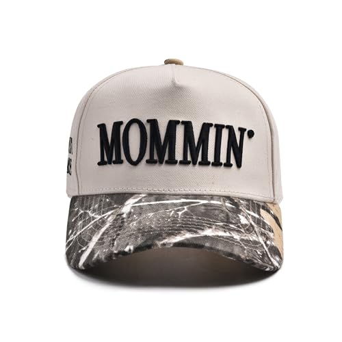 Mommin Trucker Hat for Women Embroidered Mom Baseball Cap Adjustable Canvas Vintage Hat for Casual Wear Camo