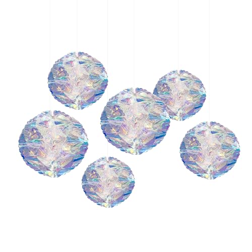 Iridescent Honeycomb Ball Decorative Hanging Ornaments Shiny Iridescent Foil Ceiling Hanging Flowers for Bridal Shower Wedding Birthday Theme Party Decoration