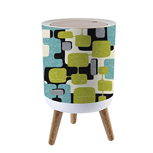Image of Small Trash Can with Lid Seamless Abstract mid Century Modern Stock 7 Liter Round Garbage Can Elasticity Press Cover Lid Wastebasket for Kitchen Bathroom Office 1.8 Gallon
