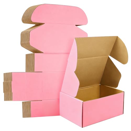 MAGICTAILL 12x9x2 inches Shipping Boxes Set of 25, Small Corrugated Cardboard Box, Literature Mailer, Gift Boxes (Pink, 12x9x2)