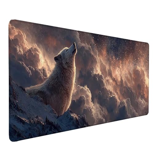 Tapis de souris loup XXL 1500x800mm imperméable pour gamer et bureau PC