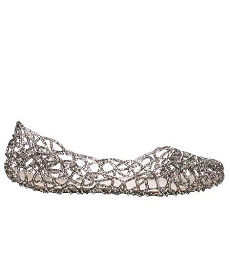 Layered Lines Jelly Ballet Flats,Pewter,7 B(M) US2
